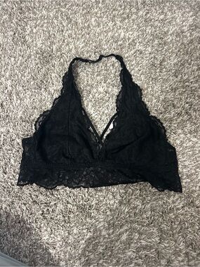 PINK Victoria's Secret Black Lace Halter Bralette